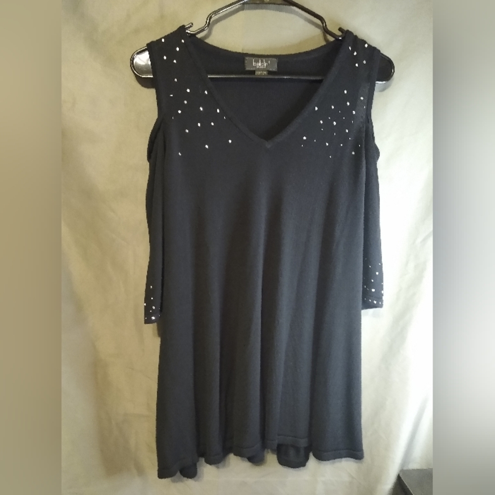Belldini Cold Shoulder Top with Studded Detail